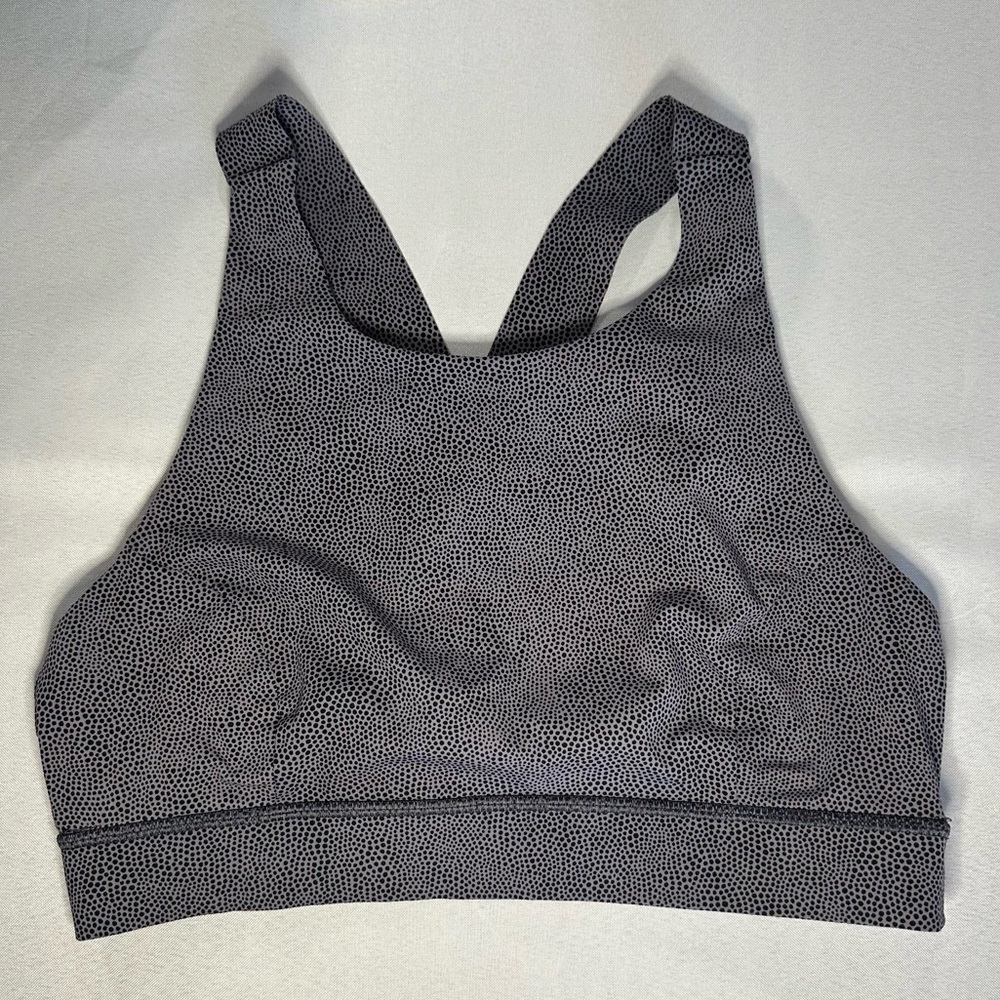 Lululemon • Fast & Free Sports Bra In Dusky Lavender Black Polka Dots Size XS